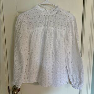 J. Crew White Eyelet Blouse, size S